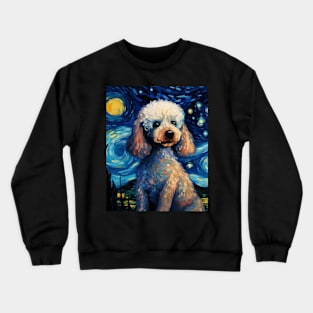 White Poodle Starry Night Crewneck Sweatshirt